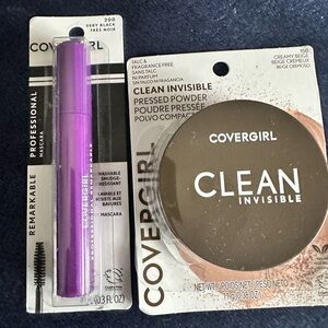 COVERGIRL Purple Mascara Tube & Beige Clean Invisible Pressed Powder